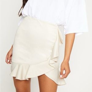 PrettyLittle Thing Stone Check Frill Detail Mini Skirt